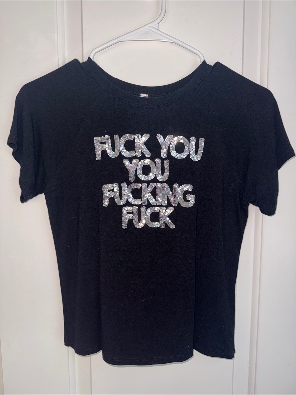 Black Graphic Sequin Statement Tee